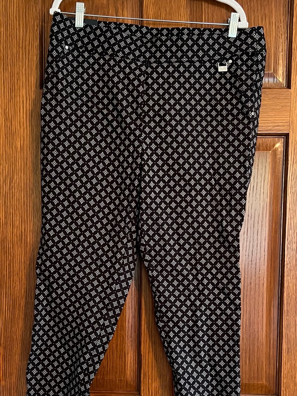 Rafaella Comfort Pant Capri Black Size 18 Black White Pattern New With Tags